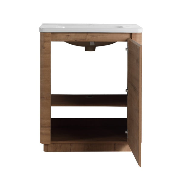English Elm 32(31-1/2) Inch Wall Mounted Bathroom Vanity Plywood Cabinet with Ceramic Art Sink 52 inches Plywood W999S00587
