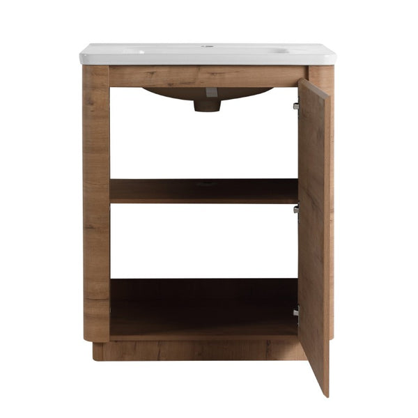 English Elm 32(31-1/2) Inch Wall Mounted Bathroom Vanity Plywood Cabinet with Ceramic Art Sink 52 inches Plywood W999S00587