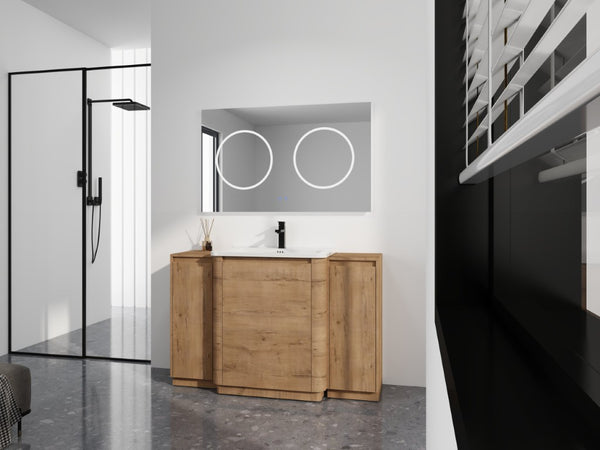 English Elm 32(31-1/2) Inch Wall Mounted Bathroom Vanity Plywood Cabinet with Ceramic Art Sink 52 inches Plywood W999S00587