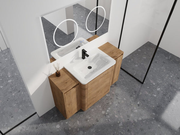 English Elm 32(31-1/2) Inch Wall Mounted Bathroom Vanity Plywood Cabinet with Ceramic Art Sink 52 inches Plywood W999S00587