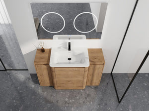 English Elm 32(31-1/2) Inch Wall Mounted Bathroom Vanity Plywood Cabinet with Ceramic Art Sink 52 inches Plywood W999S00587