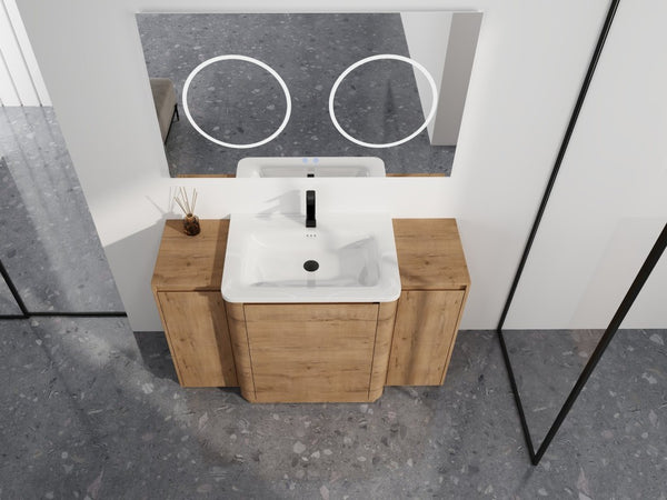 English Elm 32(31-1/2) Inch Wall Mounted Bathroom Vanity Plywood Cabinet with Ceramic Art Sink 52 inches Plywood W999S00587