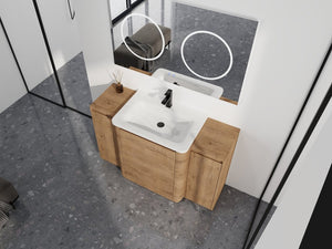 English Elm 32(31-1/2) Inch Wall Mounted Bathroom Vanity Plywood Cabinet with Ceramic Art Sink 52 inches Plywood W999S00587
