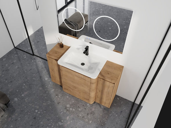 English Elm 32(31-1/2) Inch Wall Mounted Bathroom Vanity Plywood Cabinet with Ceramic Art Sink 52 inches Plywood W999S00587