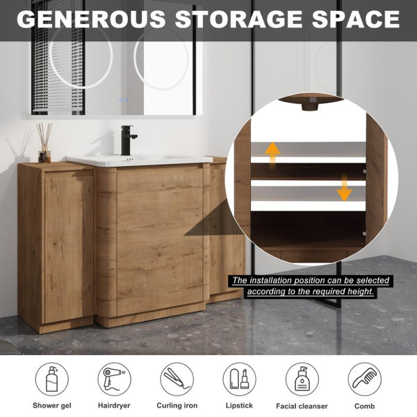 English Elm 32(31-1/2) Inch Wall Mounted Bathroom Vanity Plywood Cabinet with Ceramic Art Sink 52 inches Plywood W999S00587