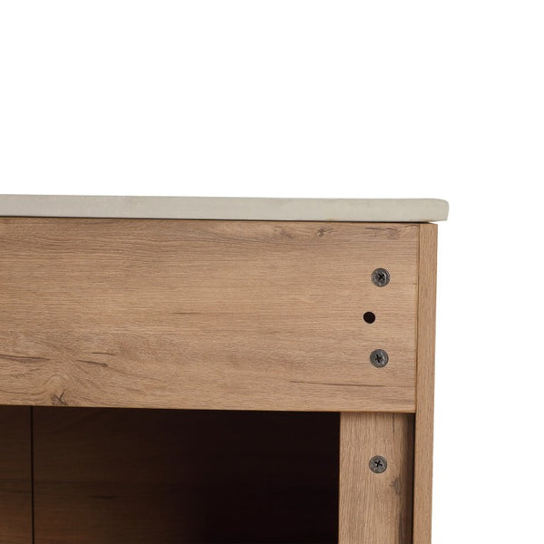 English Elm 32(31-1/2) Inch Wall Mounted Bathroom Vanity Plywood Cabinet with Ceramic Art Sink 36 inches MDF - B W999S00589