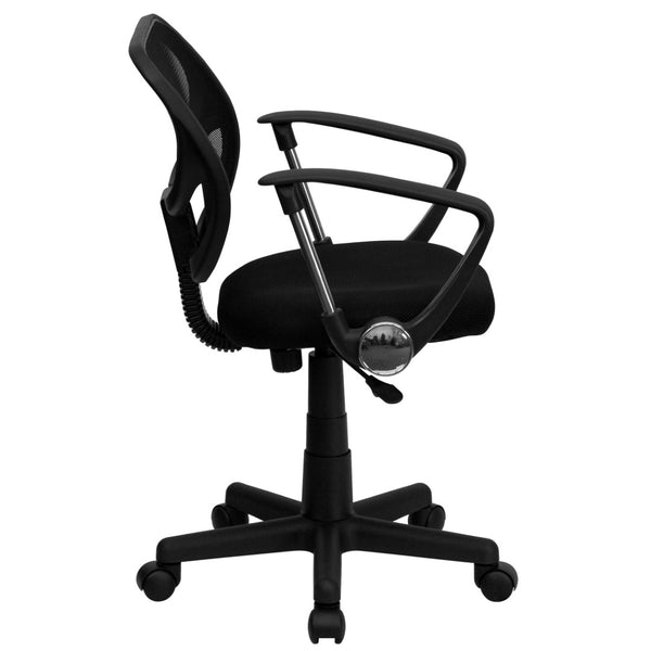 English Elm Neri Low Back Mesh Swivel Task Office Chair with Ergonomic Support for Comfort in Small Spaces Black WA-3074-BK-A-GG
