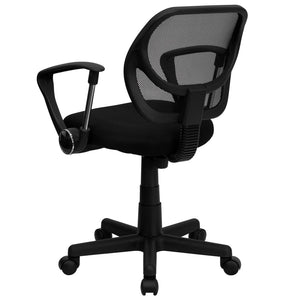 English Elm Neri Low Back Mesh Swivel Task Office Chair with Ergonomic Support for Comfort in Small Spaces Black WA-3074-BK-A-GG