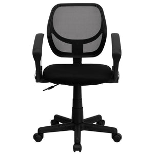 English Elm Neri Low Back Mesh Swivel Task Office Chair with Ergonomic Support for Comfort in Small Spaces Black WA-3074-BK-A-GG