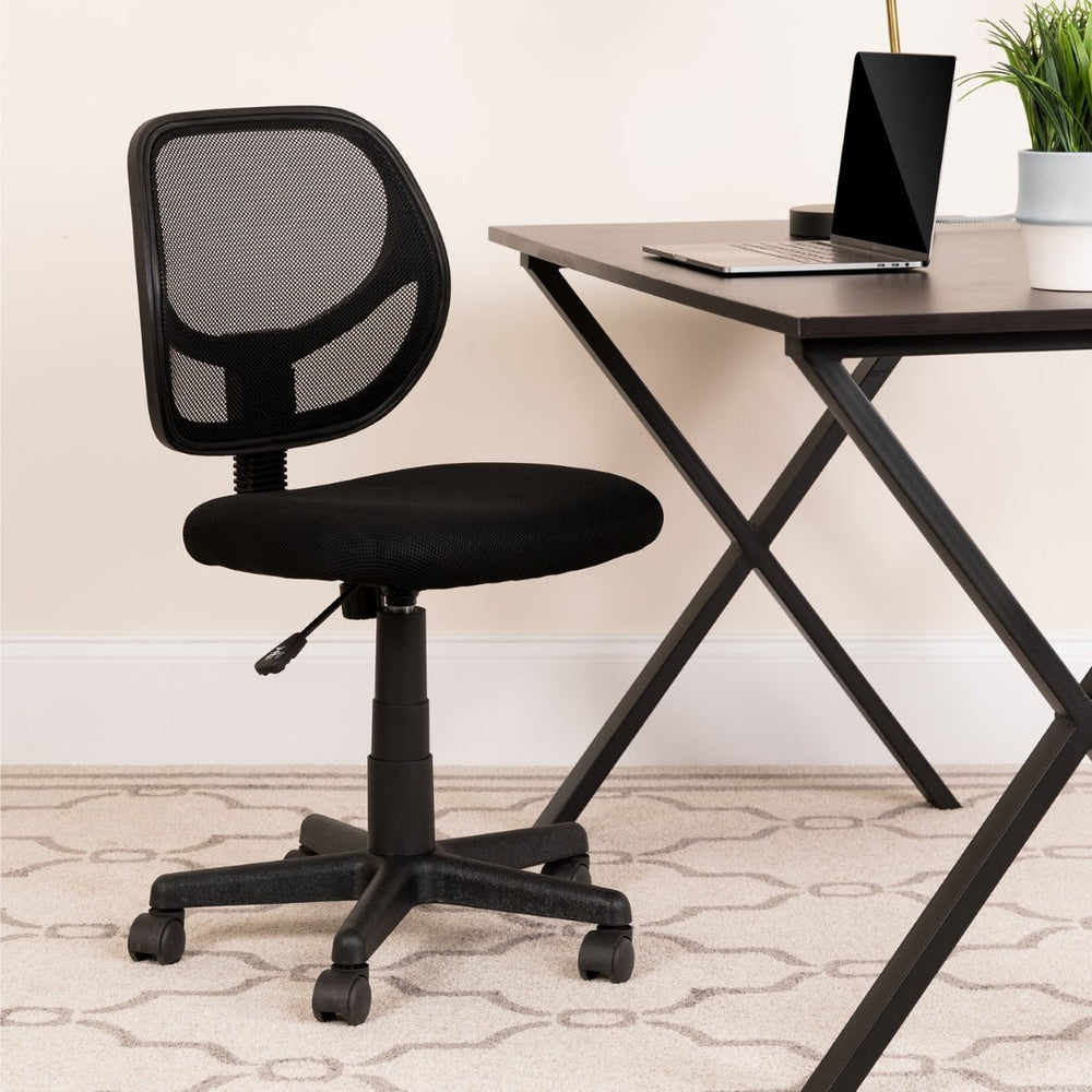 English Elm Neri Ergonomic Mesh Swivel Office Chair with Curved Back for Comfort & Productivity in Style Black WA-3074-BK-GG