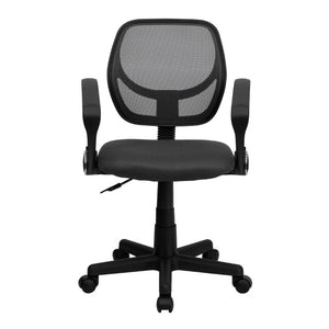 English Elm Neri Low Back Mesh Swivel Task Office Chair with Ergonomic Support for Comfort in Small Spaces Gray WA-3074-GY-A-GG