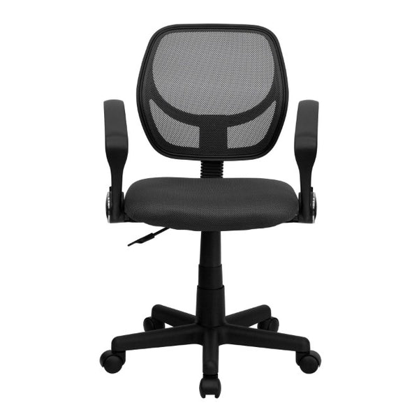 English Elm Neri Low Back Mesh Swivel Task Office Chair with Ergonomic Support for Comfort in Small Spaces Gray WA-3074-GY-A-GG