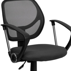 English Elm Neri Low Back Mesh Swivel Task Office Chair with Ergonomic Support for Comfort in Small Spaces Gray WA-3074-GY-A-GG