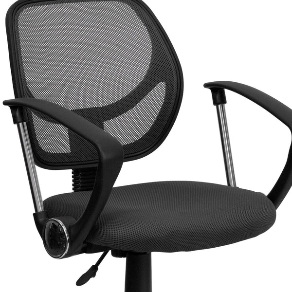 English Elm Neri Low Back Mesh Swivel Task Office Chair with Ergonomic Support for Comfort in Small Spaces Gray WA-3074-GY-A-GG
