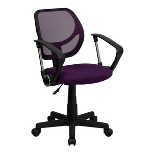 English Elm Neri Low Back Mesh Swivel Task Office Chair with Ergonomic Support for Comfort in Small Spaces Purple WA-3074-PUR-A-GG