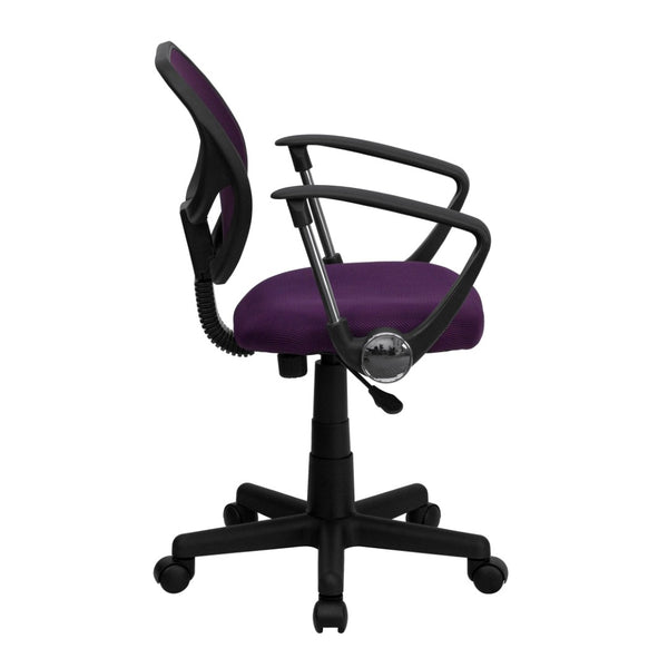 English Elm Neri Low Back Mesh Swivel Task Office Chair with Ergonomic Support for Comfort in Small Spaces Purple WA-3074-PUR-A-GG