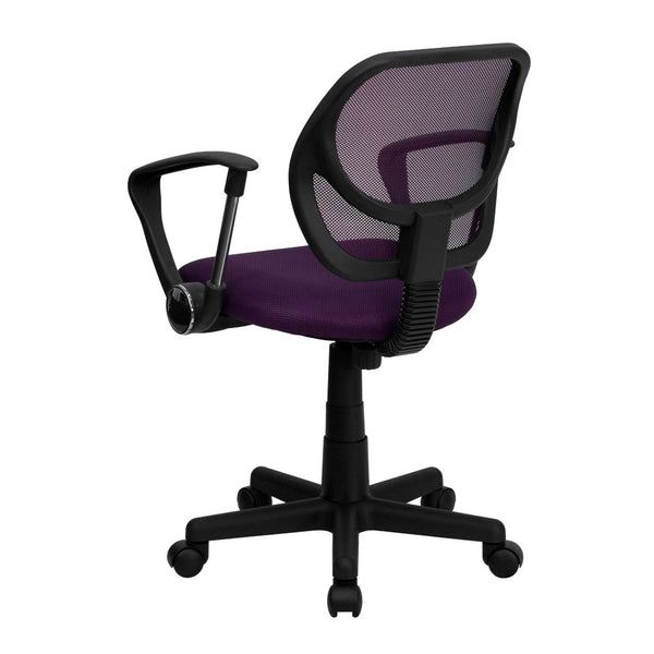 English Elm Neri Low Back Mesh Swivel Task Office Chair with Ergonomic Support for Comfort in Small Spaces Purple WA-3074-PUR-A-GG