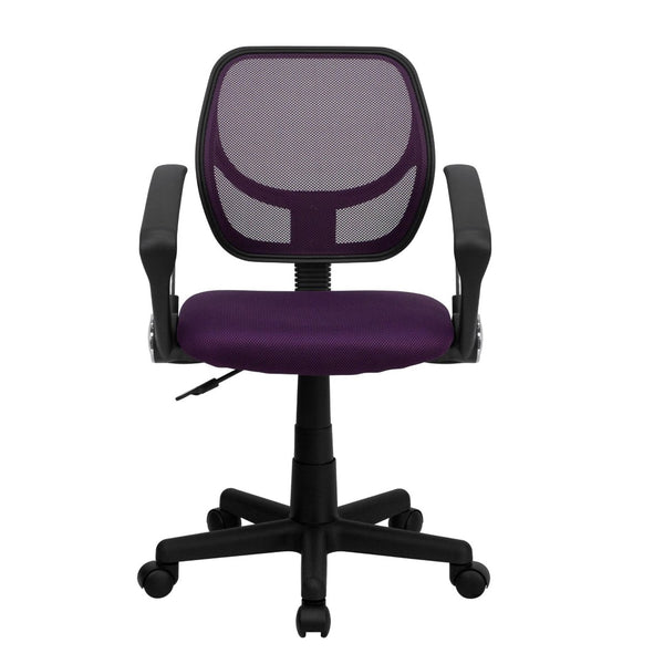 English Elm Neri Low Back Mesh Swivel Task Office Chair with Ergonomic Support for Comfort in Small Spaces Purple WA-3074-PUR-A-GG