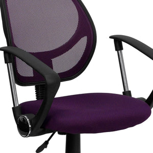 English Elm Neri Low Back Mesh Swivel Task Office Chair with Ergonomic Support for Comfort in Small Spaces Purple WA-3074-PUR-A-GG