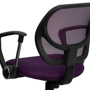 English Elm Neri Low Back Mesh Swivel Task Office Chair with Ergonomic Support for Comfort in Small Spaces Purple WA-3074-PUR-A-GG