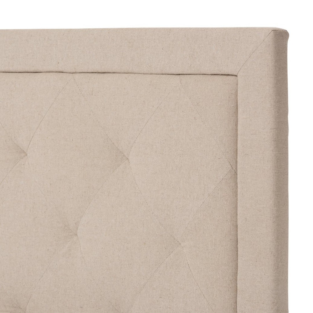 Baxton Studio Baxton Studio Paris Twin Bed in Beige Linen with Diamond Tufting - Modern Comfort & Style for Any Room WA1212-Twin-Beige