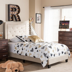 Baxton Studio Baxton Studio Paris Twin Bed in Beige Linen with Diamond Tufting - Modern Comfort & Style for Any Room WA1212-Twin-Beige