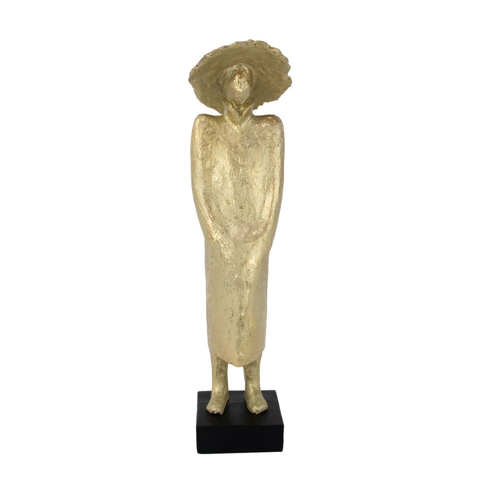 Zeugma Waiting Man Sculpture - Elegant Gold Finish Resin Art Piece, 4.5" X 4.5" X 18" - Stylish Home Decor   Cf1180600-d41