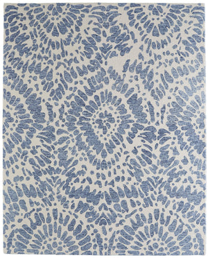 Feizy Rugs Wallace Hand Tufted Wool Abstract Rug for Living Room and Bohemian Bedroom Decor 5' x 8' WAL8A39FBLU000E10