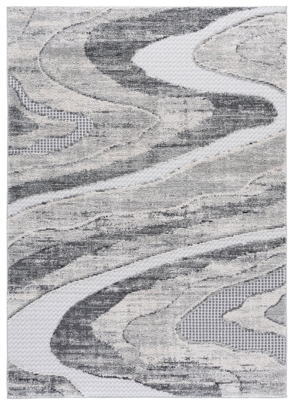 Safavieh Wave 716f Grey/Ivory Area Rug - Stylish Medium Rectangle For Modern Living Spaces & Comfort Grey ,Ivory 50% Polypropylene,50% Polyester Wav716f-5