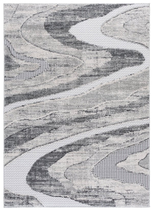 Safavieh Wave 716f Grey/Ivory Area Rug - Stylish Medium Rectangle For Modern Living Spaces & Comfort Grey ,Ivory 50% Polypropylene,50% Polyester Wav716f-5