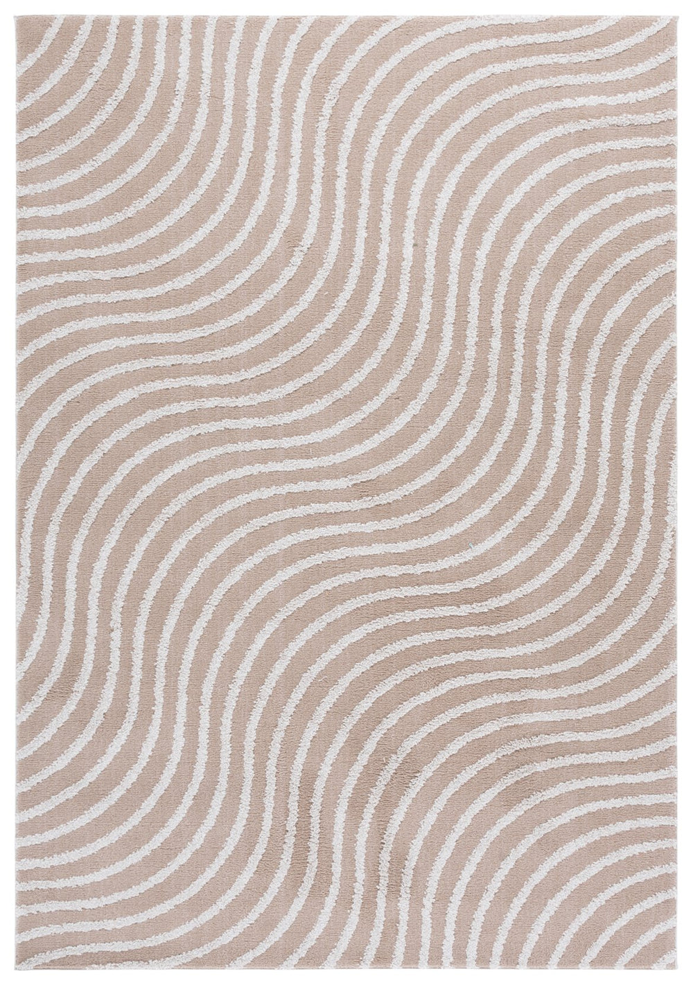 Safavieh Wave Modern Area Rug – Stylish Power Loomed Design For Living Room, Bedroom, Or Office Décor Beige ,Ivory 50% Polypropylene,50% Polyester Wav726b-5