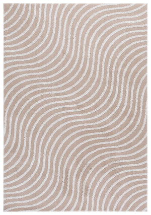Safavieh Wave Modern Area Rug - Elegant Power Loomed Design For Hallway And Entryway Decor Enhancement Beige ,Ivory 50% Polypropylene,50% Polyester Wav726b-8