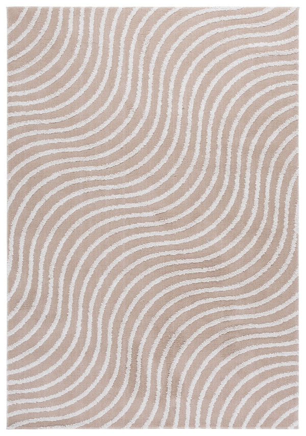 Safavieh Wave Modern Area Rug - Elegant Power Loomed Design For Hallway And Entryway Decor Enhancement Beige ,Ivory 50% Polypropylene,50% Polyester Wav726b-8