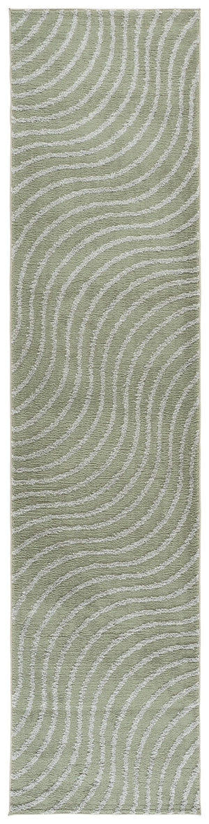 Safavieh Wave Contemporary Green & Grey Geometric Area Rug — Low-Profile Plush, Durable Power-Loomed Turkish Design 6'-7" x 6'-7" WAV726Y-7SQ