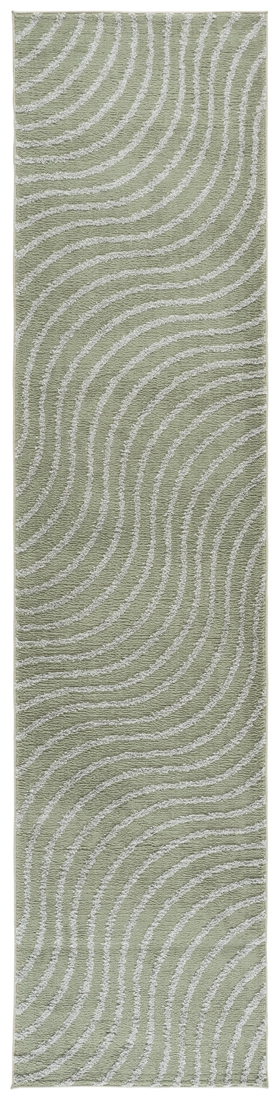 Safavieh Wave Modern Green And Grey Wave Rug — Low Profile, Durable Power-Loomed Turkish Construction, Soft 4'-0" x 6'-0" WAV726Y-4