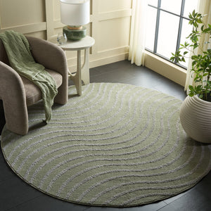 Safavieh Wave Contemporary Green & Grey Geometric Area Rug — Low-Profile Plush, Durable Power-Loomed Turkish Design 6'-7" x 6'-7" WAV726Y-7SQ