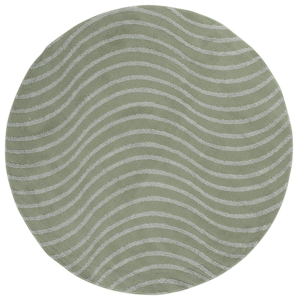 Safavieh Wave Elegant Round Green & Grey Area Rug With Subtle Geometric Waves, Soft 3/4" Pile, Durable Design 6'-7" x 6'-7" WAV726Y-7R