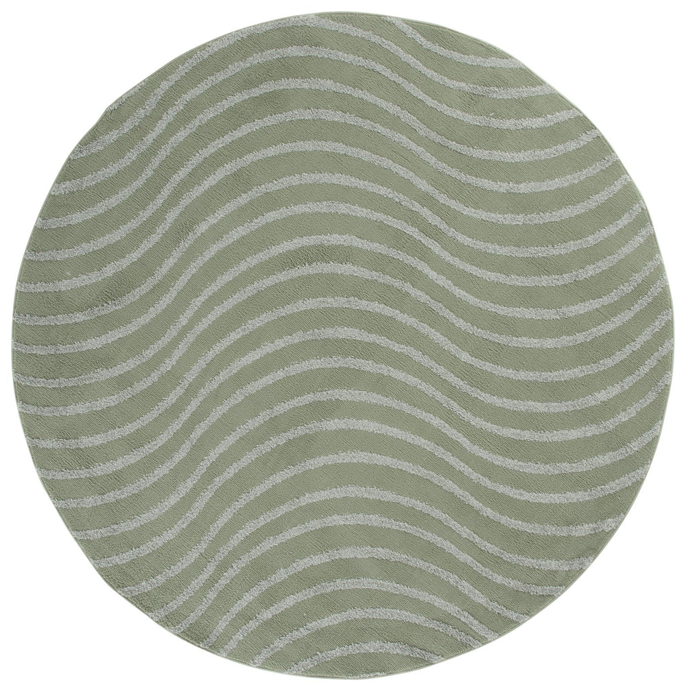 Safavieh Wave Contemporary Green And Grey Geometric Area Rug — Power-Loomed Turkish Construction, Durable Elegance 5'-3" x 7'-6" WAV726Y-5