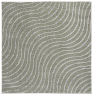 Safavieh Wave Contemporary Green & Grey Geometric Area Rug — Low-Profile Plush, Durable Power-Loomed Turkish Design 6'-7" x 6'-7" WAV726Y-7SQ