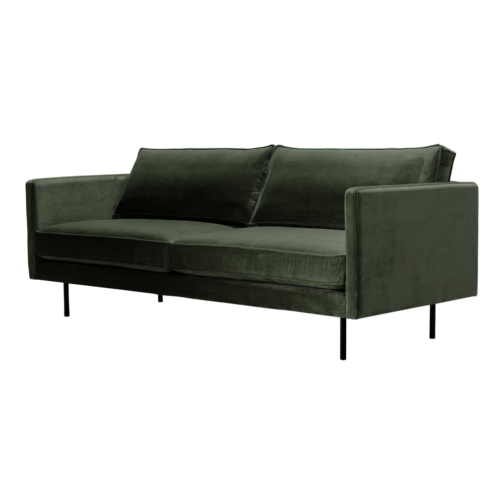 Moe's Home Raphael Sofa: Luxe Mid-century Modern Design With Deep Cushions For Ultimate Comfort & Style Green Upholstery, 100% Polyester,Solid Wood And Mdf Frame Wb-1002-27