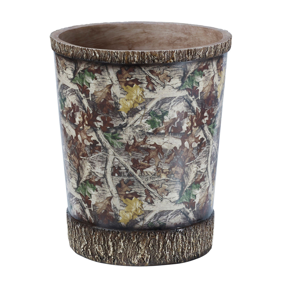 Hiend Accents Camo Camouflage Wastebasket - Durable Resin Design For Lodge Or Western Decor, Stylish & Functional Brown Metal Wb1001