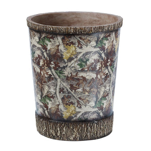Hiend Accents Camo Camouflage Wastebasket - Durable Resin Design For Lodge Or Western Decor, Stylish & Functional Brown Metal Wb1001