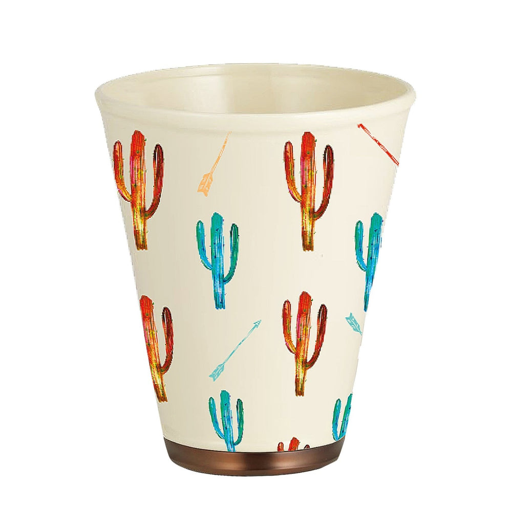 Hiend Accents Cactus Ceramic Wastebasket - Vibrant Southwestern Decor With Charming Cacti & Arrows, 152 Oz Capacity Cream Ceramic Wb1756