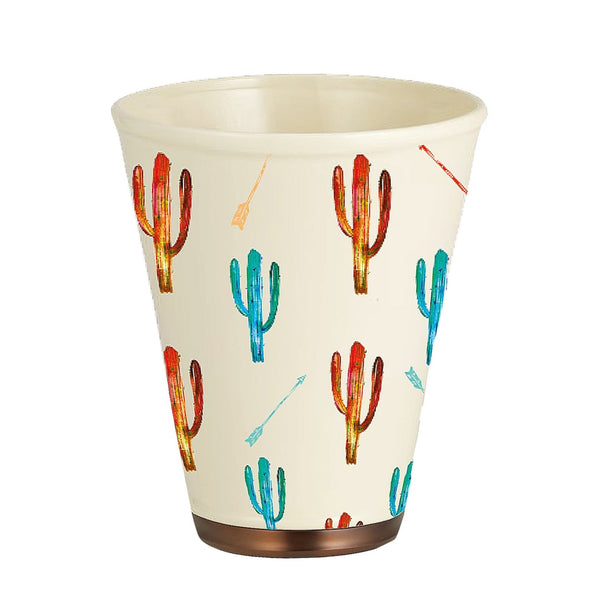 Hiend Accents Cactus Ceramic Wastebasket - Vibrant Southwestern Decor With Charming Cacti & Arrows, 152 Oz Capacity Cream Ceramic Wb1756