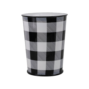 Hiend Accents Camille Buffalo Check Wastebasket Set – Chic, Durable Resin Design For Modern Home Décor Solutions Black,White Resin Wb1778