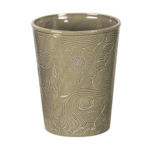 Hiend Accents Savannah Ceramic Wastebasket - Elegant Floral Design For Home Decor And Stylish Waste Disposal Taupe Ceramic Wb4001-os-tp