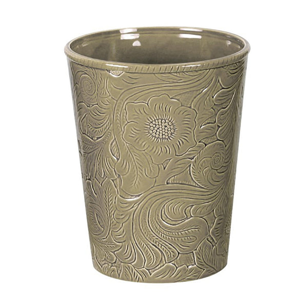 Hiend Accents Savannah Ceramic Wastebasket - Elegant Floral Design For Home Decor And Stylish Waste Disposal Taupe Ceramic Wb4001-os-tp