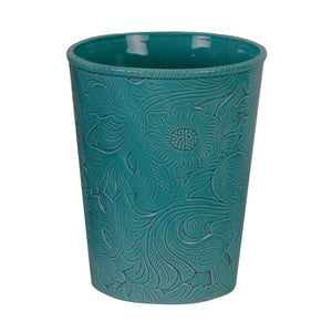 Hiend Accents Savannah Ceramic Wastebasket - Elegant Floral Design For Home Decor And Stylish Waste Disposal Turquoise Ceramic Wb4001-os-tq
