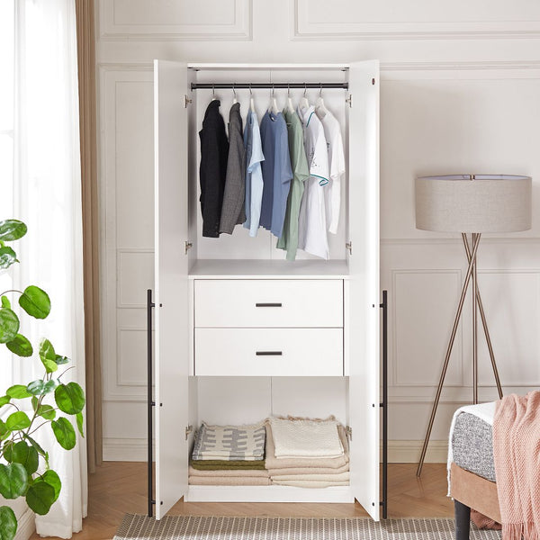 Lee Wardrobe Closet 2.0 in White WC002-WH Manhattan Comfort