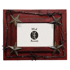 Hiend Accents Barbwire Distressed Wooden Picture Frame With Rustic Accents For A Unique Western Home Décor Red Resin Wd1016-46-rd